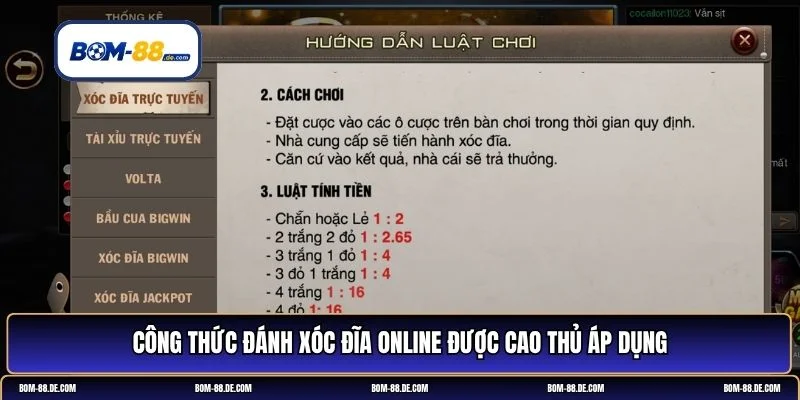 công thức đánh xóc đĩa online